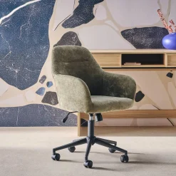 Bürostuhl mit Rollen und Chenille-Bezug, höhenverstellbar