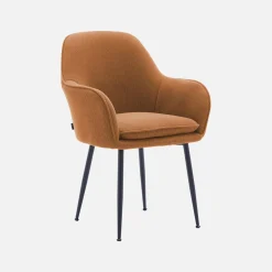 Cord-Sessel mit mattschwarzen Metallfüßen