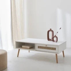 Couchtisch mit Rattan-Geflecht 110 x 59 x 39 cm