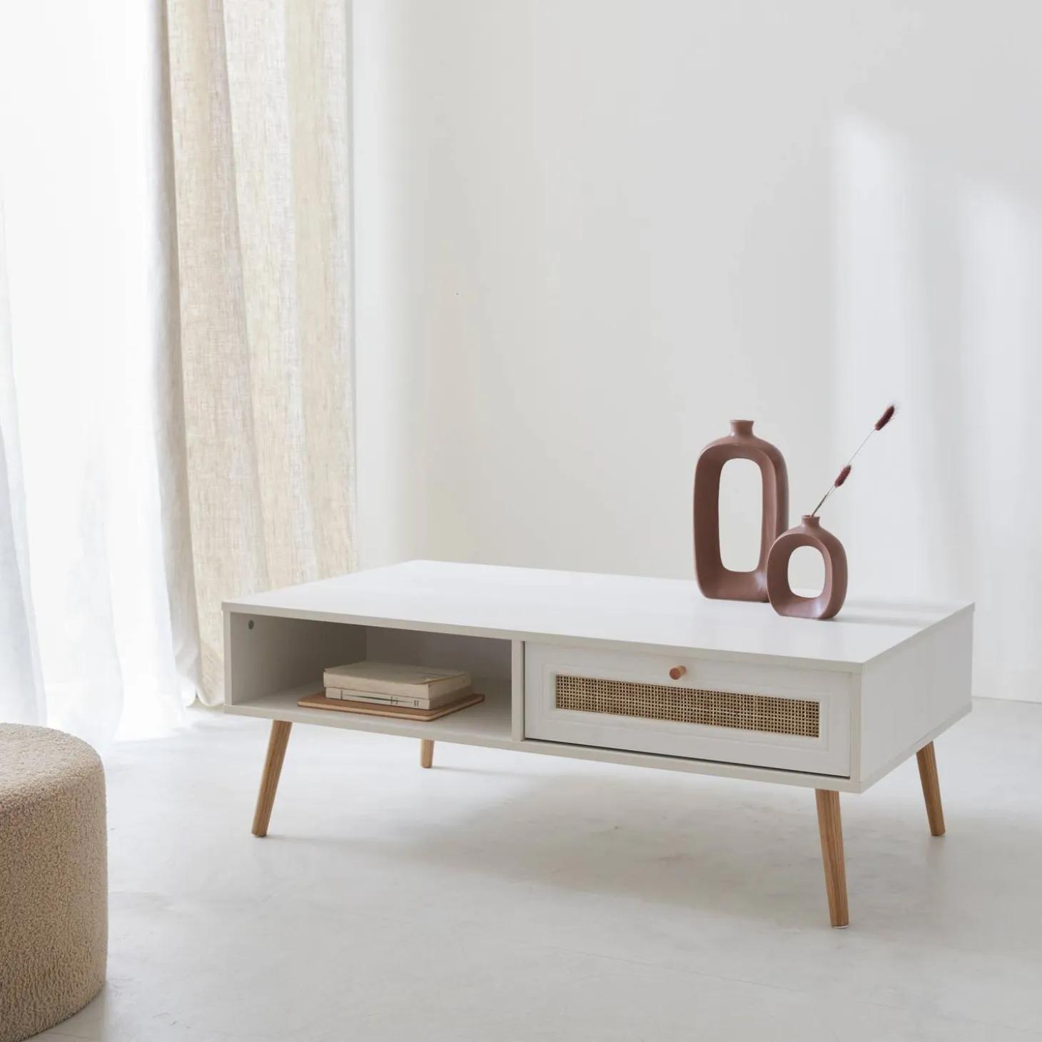 Couchtisch mit Rattan-Geflecht 110 x 59 x 39 cm