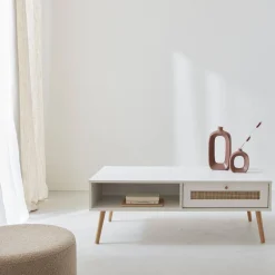 Couchtisch mit Rattan-Geflecht 110 x 59 x 39 cm