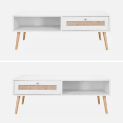 Couchtisch mit Rattan-Geflecht 110 x 59 x 39 cm