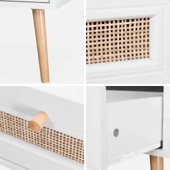 Couchtisch mit Rattan-Geflecht 110 x 59 x 39 cm