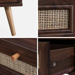 Couchtisch mit Rattan-Geflecht 110 x 59 x 39 cm