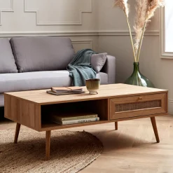 Couchtisch mit Rattan-Geflecht 110 x 59 x 39 cm