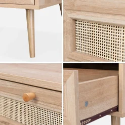 Couchtisch mit Rattan-Geflecht 110 x 59 x 39 cm