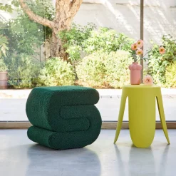 Design-Hocker mit Bouclé-Bezug 1 Platz