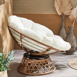 Drehbarer Papasan-Sessel aus Stahl und Polyrattan outdoor/indoor Ø96cm