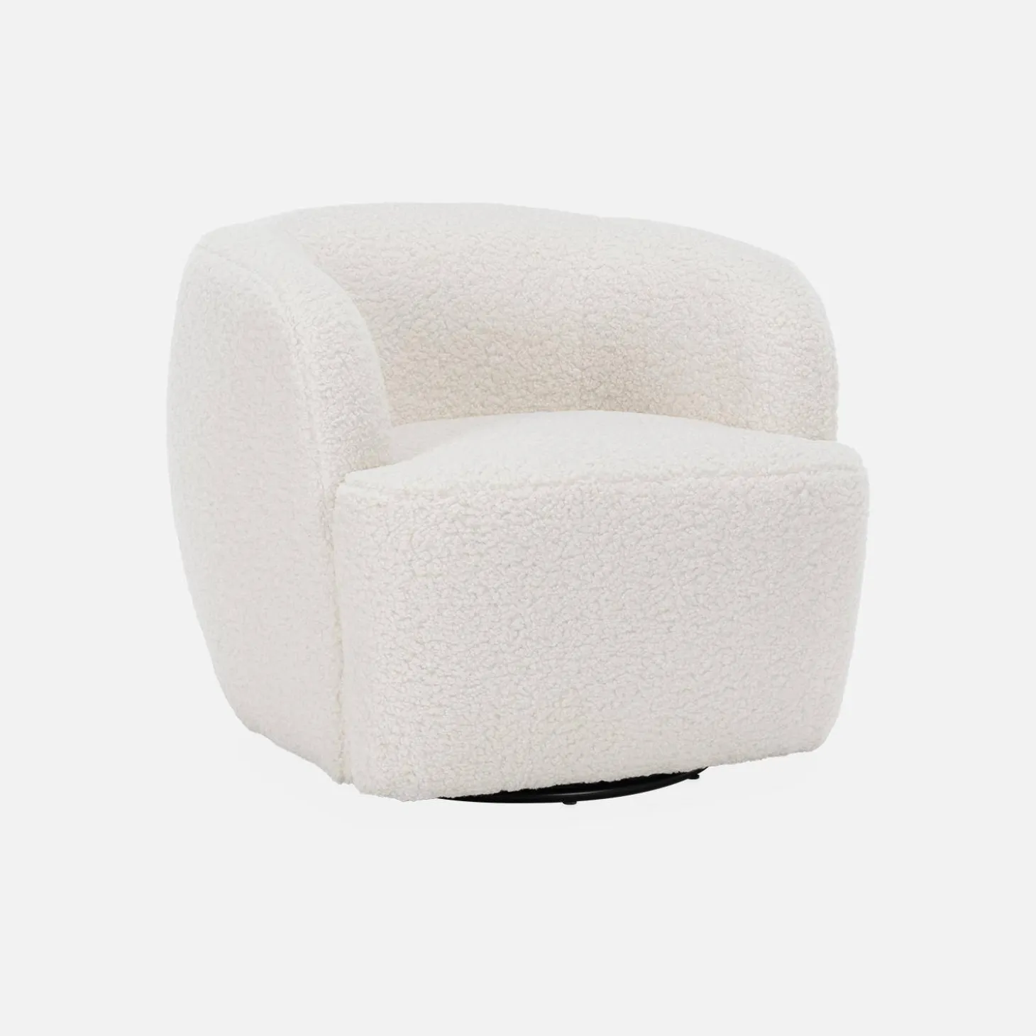 Drehsessel aus Holz und Metall mit Bouclé-Bezug