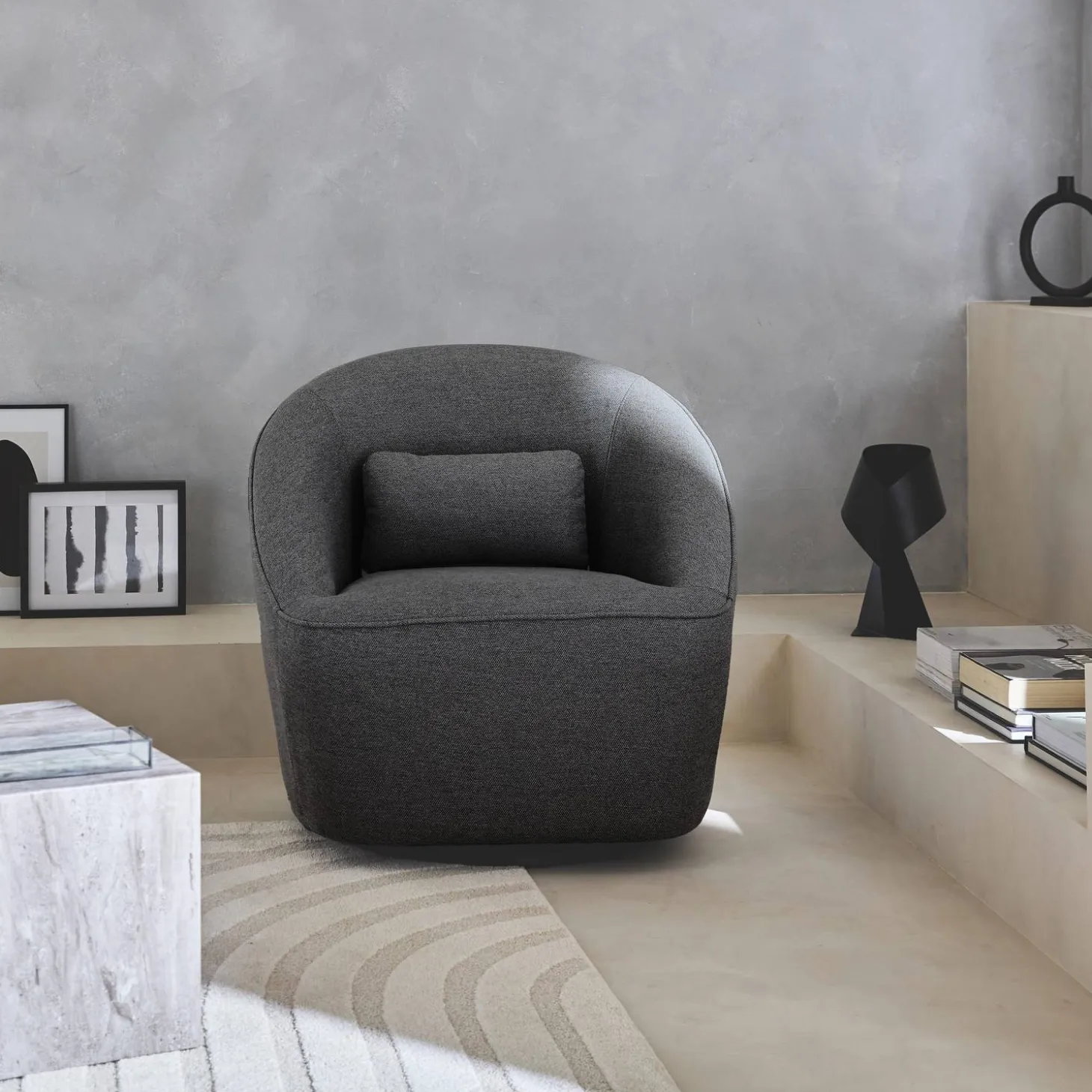 Drehsessel 360 mit Kissen, Stoffbezug LANA