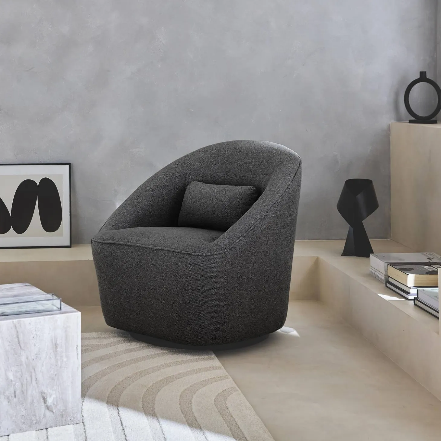 Drehsessel 360 mit Kissen, Stoffbezug LANA