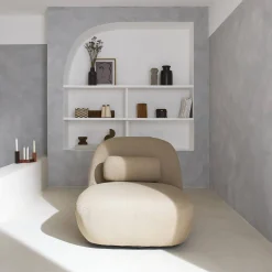 360°-Drehsessel mit strukturiertem Bouclé-Bezug