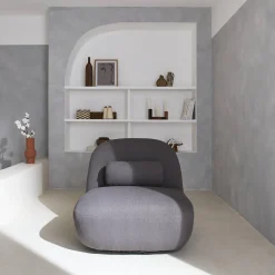 360°-Drehsessel mit strukturiertem Bouclé-Bezug
