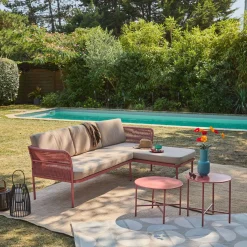 Eck-Gartenlounge aus Stahl mit Seilbespannung für 4 Personen