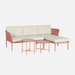 Eck-Gartenlounge aus Stahl mit Seilbespannung für 4 Personen