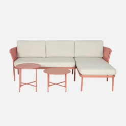 Eck-Gartenlounge aus Stahl mit Seilbespannung für 4 Personen