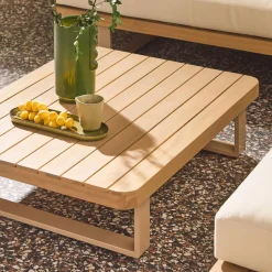 Eck-Gartenmöbelset aus Akazienholz und Aluminium für 5 Personen