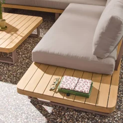Eck-Gartenmöbelset aus Akazienholz und Aluminium für 5 Personen