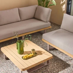 Eck-Gartenmöbelset aus Akazienholz und Aluminium für 5 Personen