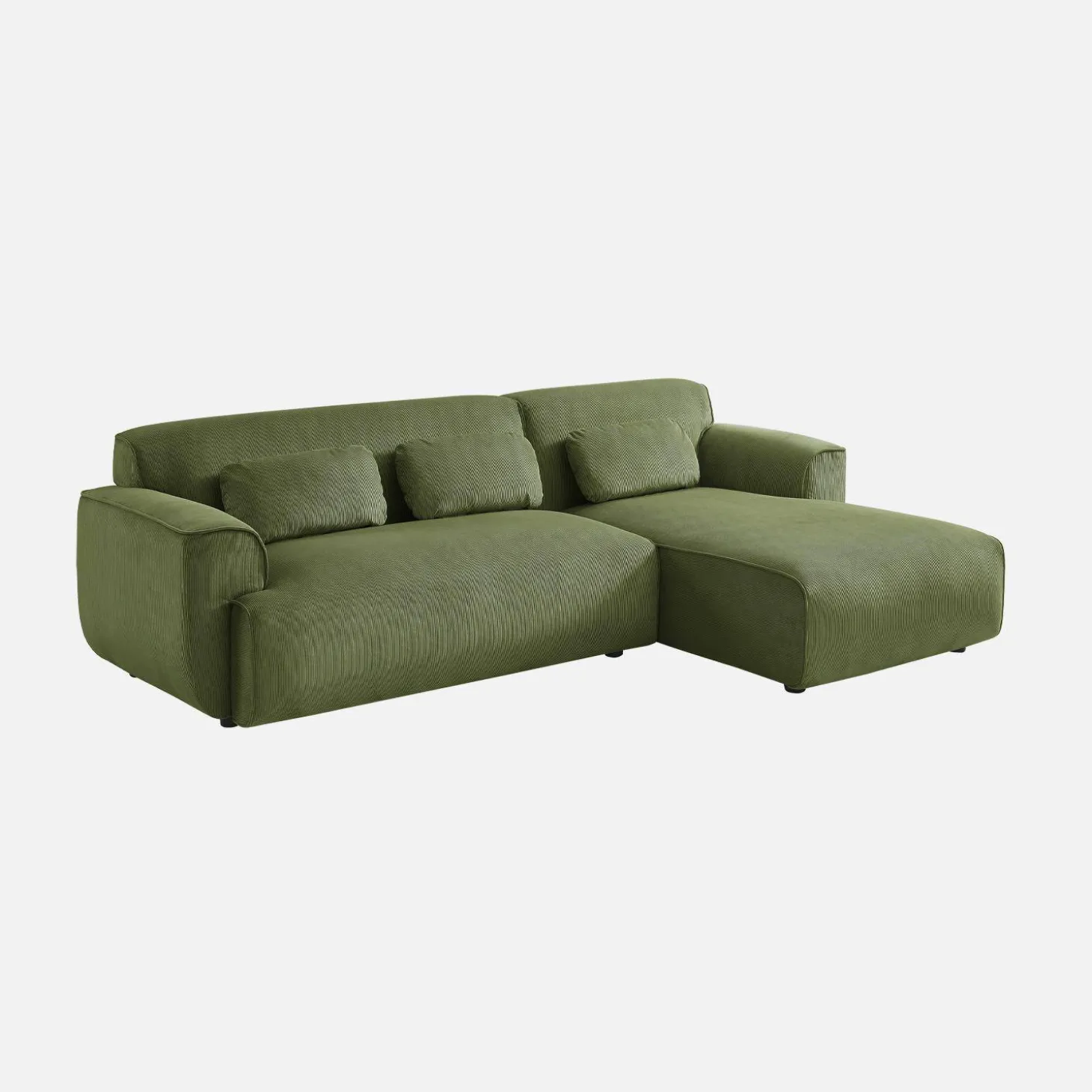 Ecksofa aus Cord, 2-3 Sitzer, Recamiere rechts
