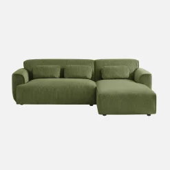 Ecksofa aus Cord, 2-3 Sitzer, Recamiere rechts