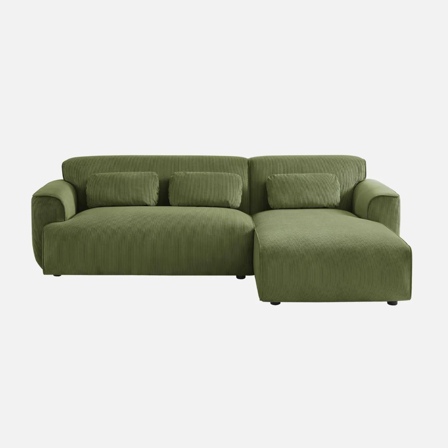 Ecksofa aus Cord, 2-3 Sitzer, Recamiere rechts