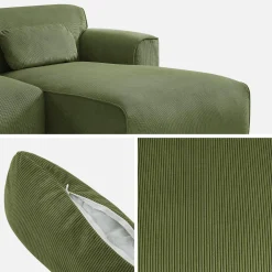Ecksofa aus Cord, 2-3 Sitzer, Recamiere rechts