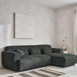 Ecksofa aus Cord, 2-3 Sitzer, Recamiere rechts