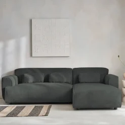 Ecksofa aus Cord, 2-3 Sitzer, Recamiere rechts