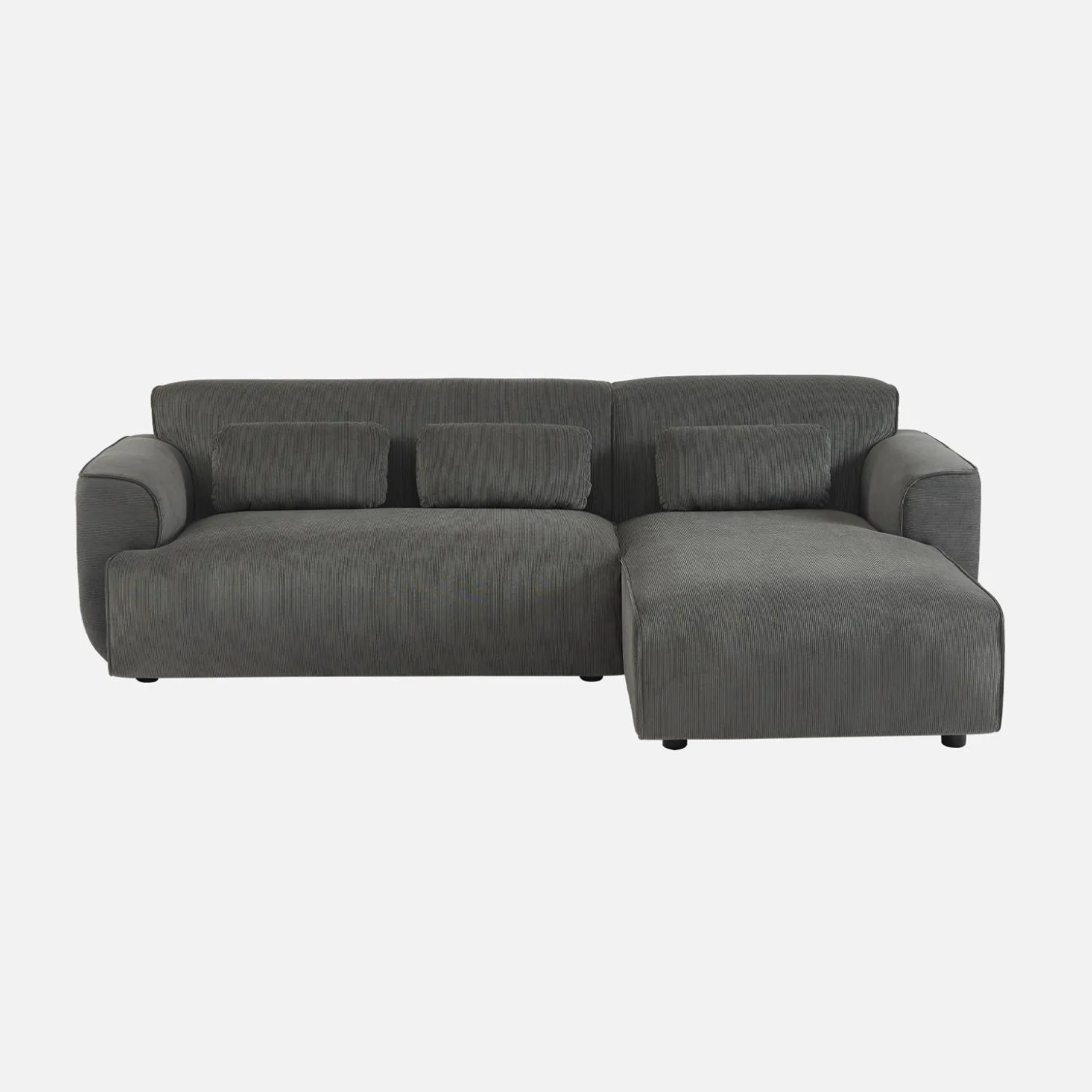 Ecksofa aus Cord, 2-3 Sitzer, Recamiere rechts