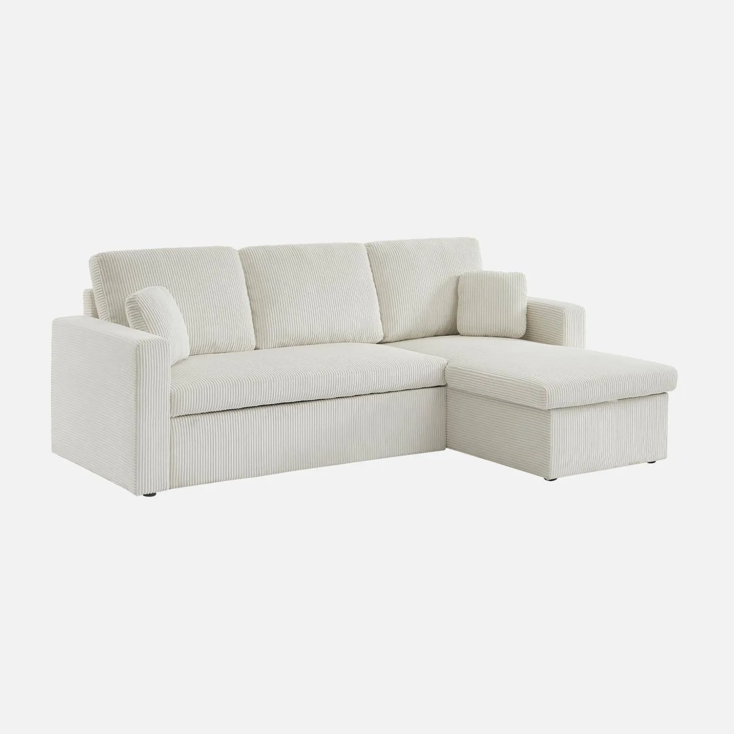Ecksofa mit Schlaffunktion, Cord-Bezug, breit gerippt, 3-Sitzer