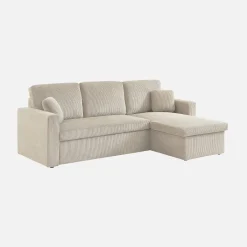 Ecksofa mit Schlaffunktion, Cord-Bezug, breit gerippt, 3-Sitzer