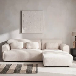 Ecksofa, 3-Sitzer mit Teddy Bouclé-Bezug