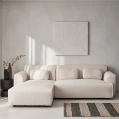 Ecksofa, 3-Sitzer mit Teddy Bouclé-Bezug