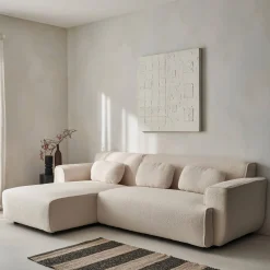 Ecksofa, 3-Sitzer mit Teddy Bouclé-Bezug