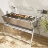 Edelstahl Elektrospieß, schwenkbar, motorisiert, Holzkohle-Grill, mit Abdeckung