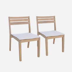 2er-Set Akazienholz-Gartenstühle mit Kissen