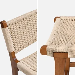 2er-Set Barhocker aus Heveaholz mit Seilbespannung