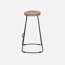 4er-Set Barhocker aus Mangoholz und Stahl, Fußstütze, 65cm