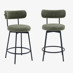 2er-Set Barhocker mit drehbarem Sitz aus Metall mit Stoffbezug