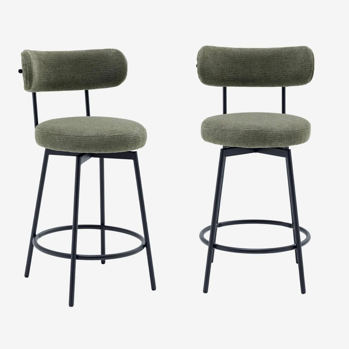 2er-Set Barhocker mit drehbarem Sitz aus Metall mit Stoffbezug