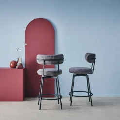 2er-Set Barhocker mit drehbarem Sitz aus Metall mit Stoffbezug