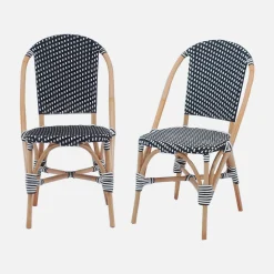 2er Set Bistrostühle aus Rattan und Polyrattan