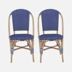 2er Set Bistrostühle aus Rattan und Polyrattan
