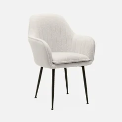 4er Set Bouclé Sessel mit Metallbeinen
