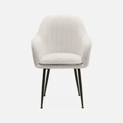 4er Set Bouclé Sessel mit Metallbeinen