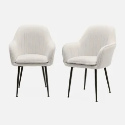 2er Set Bouclé Sessel mit Metallbeinen