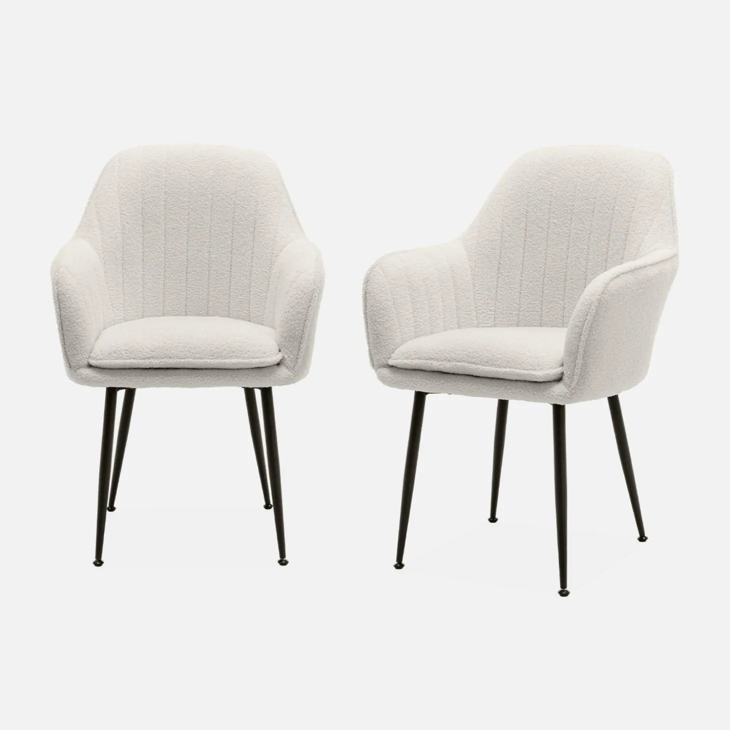 2er Set Bouclé Sessel mit Metallbeinen