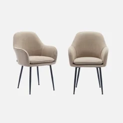 2er-Set Cord-Sessel mit mattschwarzen Metallbeinen