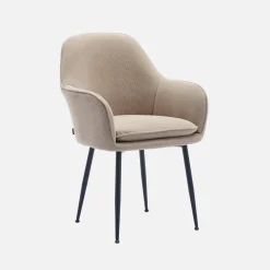 2er-Set Cord-Sessel mit mattschwarzen Metallbeinen